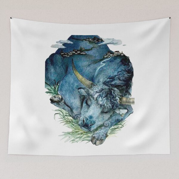Item preview, Spanish Bull. Cool Blue Bull. Watercolor Bull. designed and sold by ZheltakovaIana.