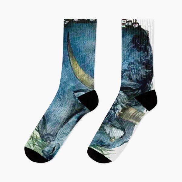 Item preview, Spanish Bull. Cool Blue Bull. Watercolor Bull. designed and sold by ZheltakovaIana.