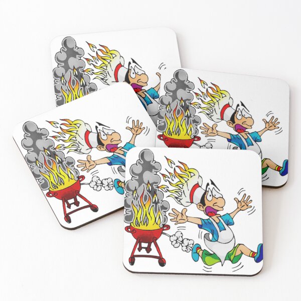 Item preview, Funny Cartoon Design Of a Chef ran away because of Fire  designed and sold by VIVEK KUMAR RAI.
