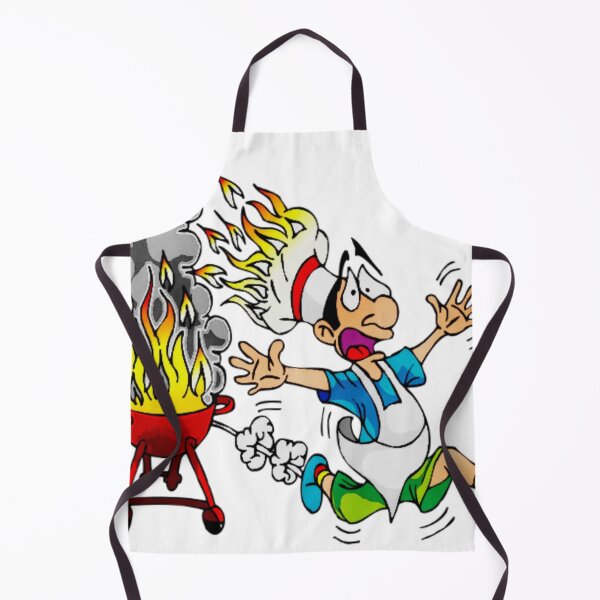 Item preview, Funny Cartoon Design Of a Chef ran away because of Fire designed and sold by VIVEK KUMAR RAI.