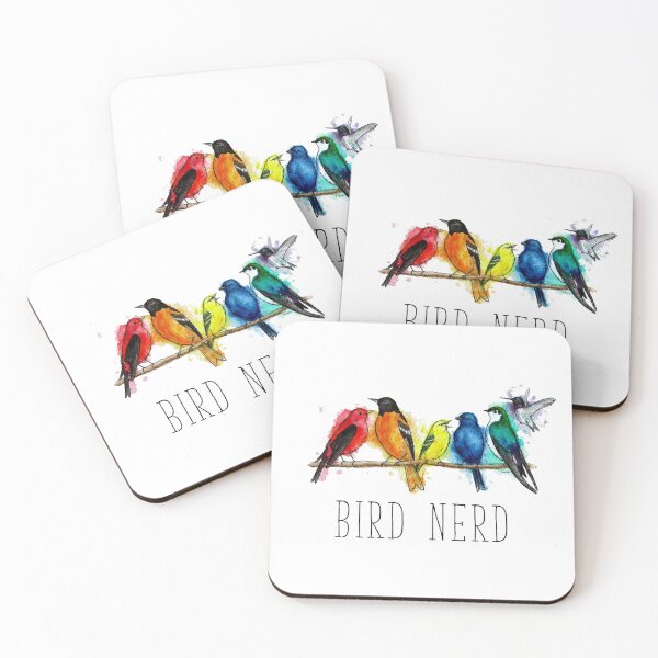 Item preview, Bird Nerd; Rainbow Birds IX - Gift for Birdwatchers - Ink Watercolor Wildlife Painting - LGBTQ+ Ally Pride Flag designed and sold by linbirds.