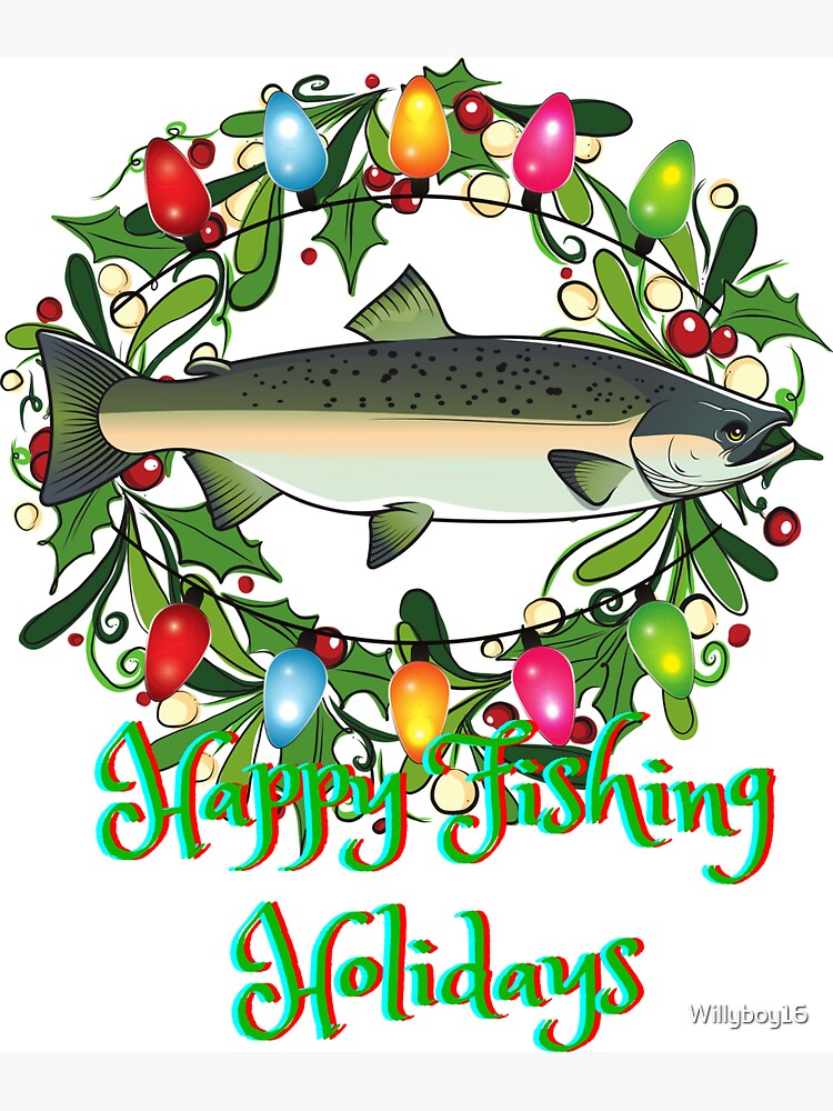 Happy Fishing Holidays Christmas Fishing Gifts Magnet for Sale by