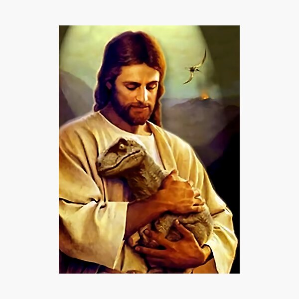 Jesus Holding the Dinosaur Photographic Print