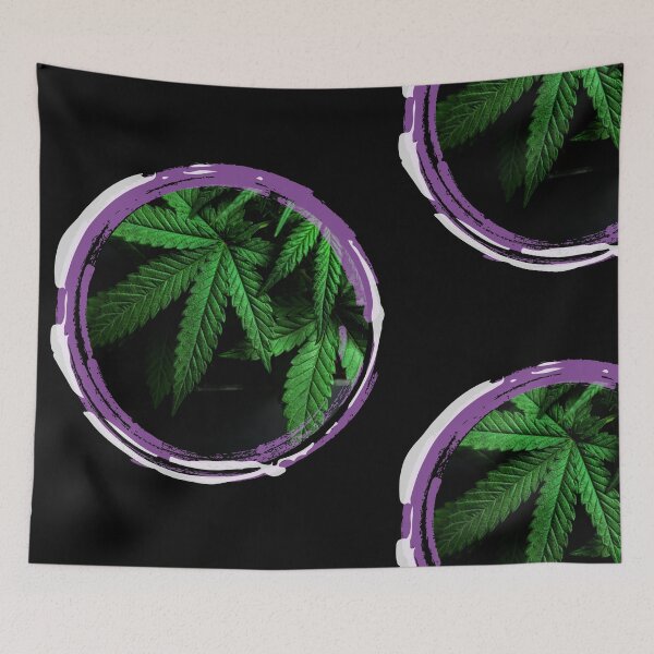 Item preview, Cannabis Plants On Grunge Purple Circle Frame designed and sold by EarthArtDesigns.