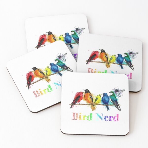 Item preview, "Bird Nerd" Rainbow Birds X - Gift for Birdwatchers - Ink Watercolor Wildlife Painting - LGBTQ+ Ally Pride Flag designed and sold by linbirds.