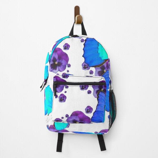 Item preview, BLUE BUTTERFLIES PURPLE PANSY FLOWER PATTERNS ART designed and sold by sharlesart.
