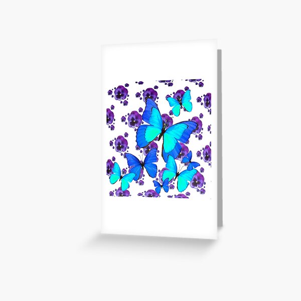 Item preview, BLUE BUTTERFLIES PURPLE PANSY FLOWER PATTERNS ART designed and sold by sharlesart.