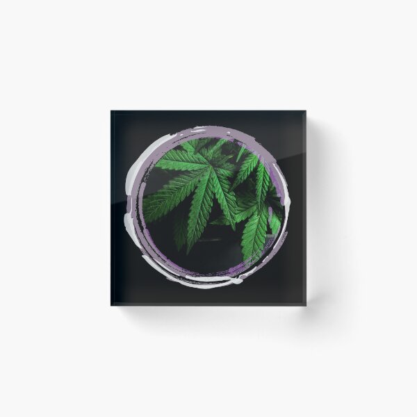 Item preview, Cannabis Plants On Grunge Purple Circle Frame designed and sold by EarthArtDesigns.