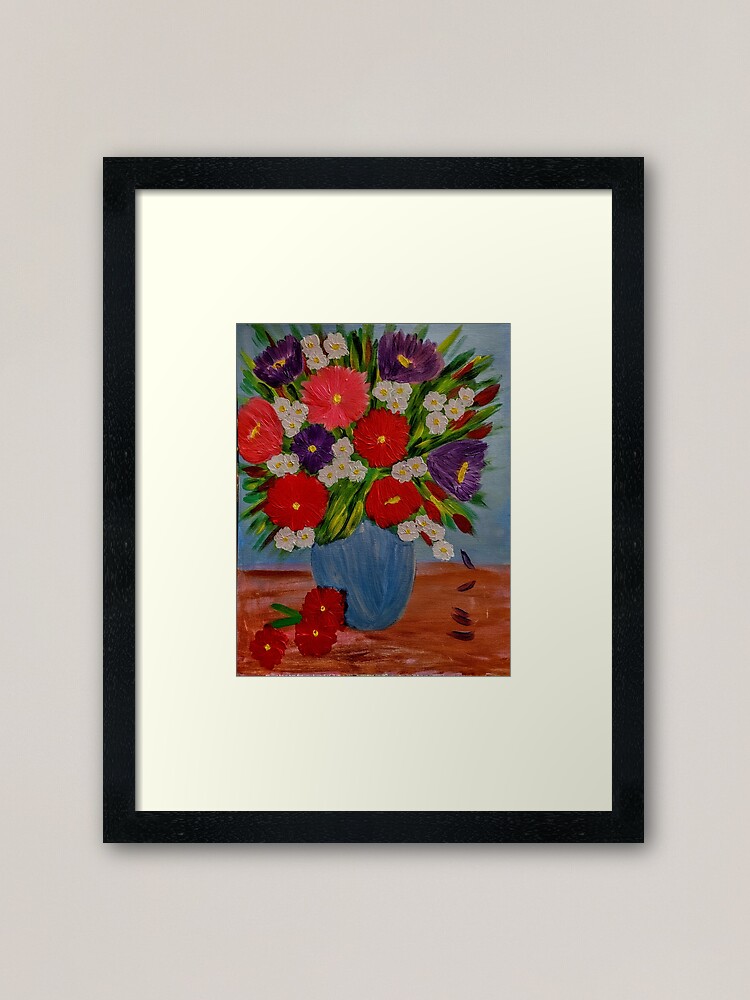 Alternate view of long grass and mixed flower bouquet Framed Art Print