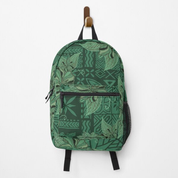 Artikelvorschau, Hawaiianischer, polynesischer und samoanischer Vintage-Druck mit grünem Tapa-Hibiskus entworfen und verkauft von sunnthreads.