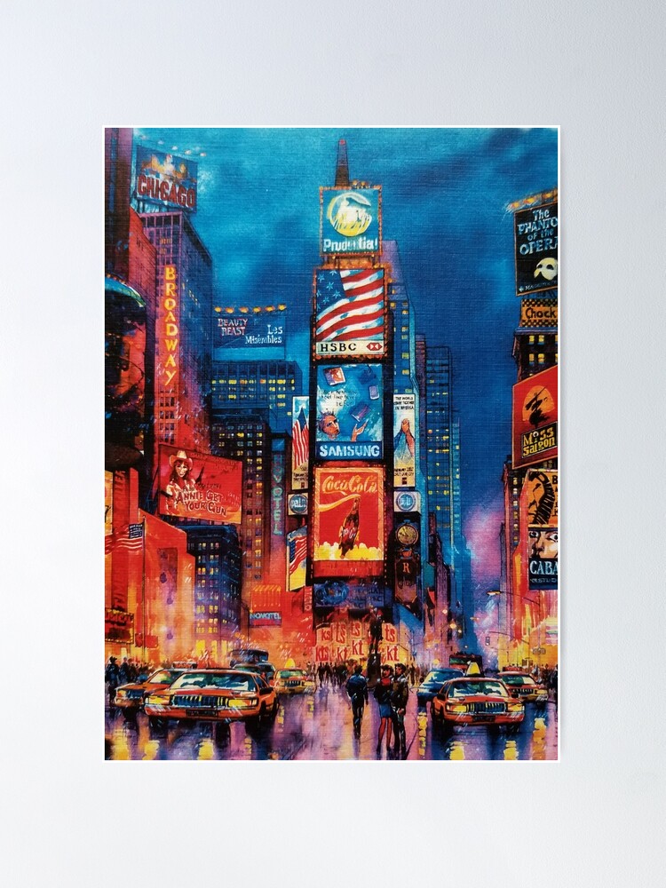 額装済/Times Square New York 1995/ポスター Ken-Keeley-Times-Square-Night-