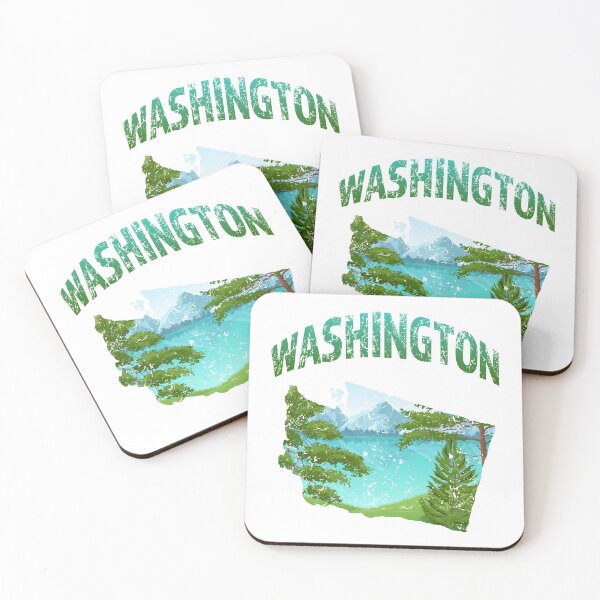 Item preview, Washington State Decorative State Map Shape with Nature Scene (US State Shapes Map Collection, Distressed Style Series) designed and sold by gumdrop-go.