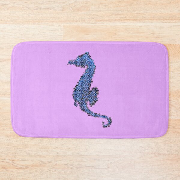 Item preview, Copy of Seahorse, pixelart, prehensile tail - cubist newsprint, blue, saturated designed and sold by MoMoJaJa.