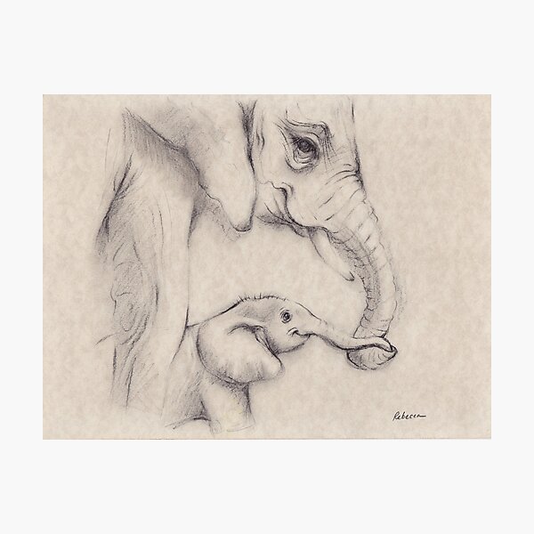 Love You Forever - Prisma Pencil Elephant Family Drawing