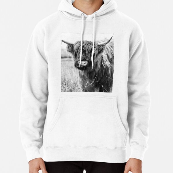 Vista previa del artículo con la obra «Retrato de vaca de las Tierras Altas, en blanco y negro», diseñado y vendido por Amy Brinkman.