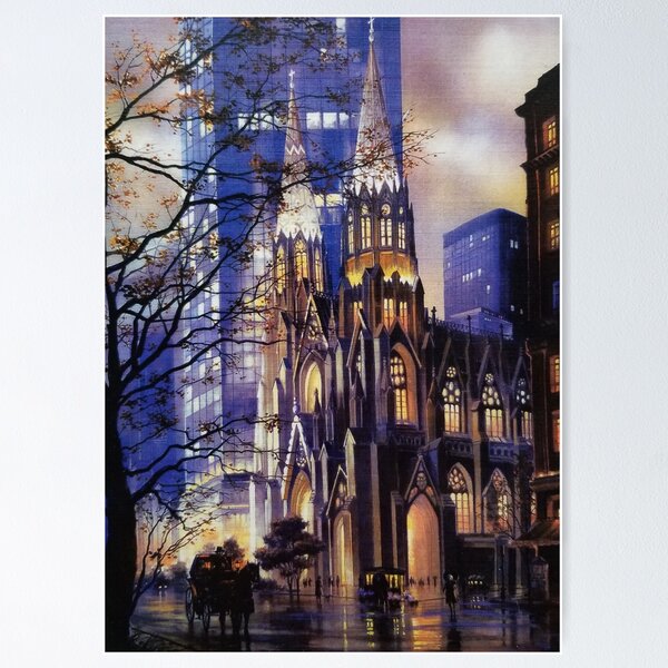 Item preview, St. Patrick's Cathedral, Watercolor Manhattan, NYC designed and sold by Tamarage.