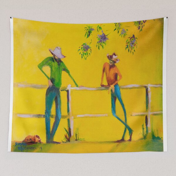 Item preview, Stockmen talking at yards designed and sold by Susan McConnel.