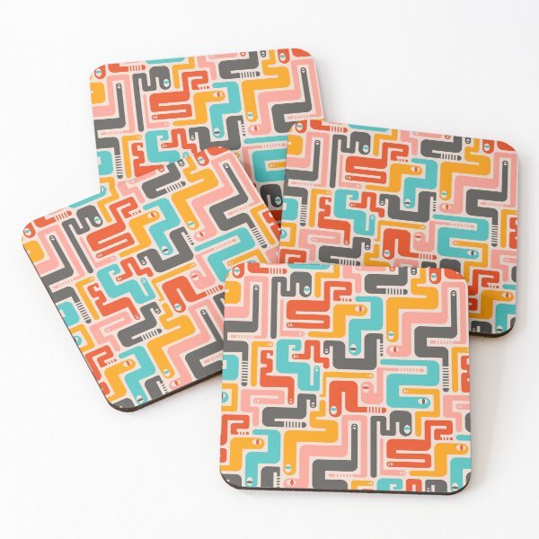 Item preview, RETRO RATTLERS Desert Snakes Geometric Pattern in Vintage Colours - UnBlink Studio by Jackie Tahara designed and sold by Jackie Tahara of UnBlink Studio.