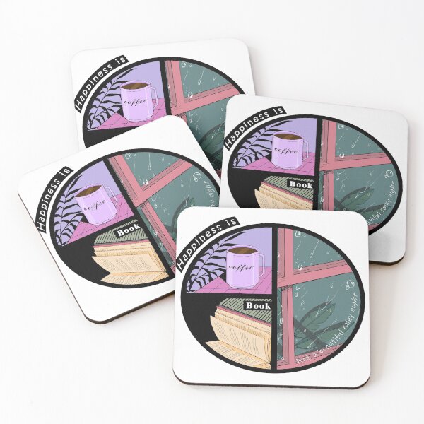 Item preview, happiness is a cup of coffee and a good book on a rainy day  designed and sold by nishi-T.