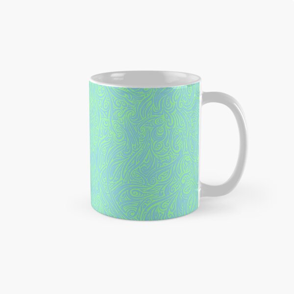 Item preview, Swirling Abstract Line Art in Light Blue on Green designed and sold by MathenaArt.