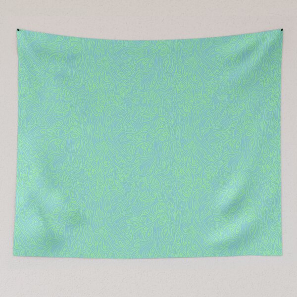 Item preview, Swirling Abstract Line Art in Light Blue on Green designed and sold by MathenaArt.