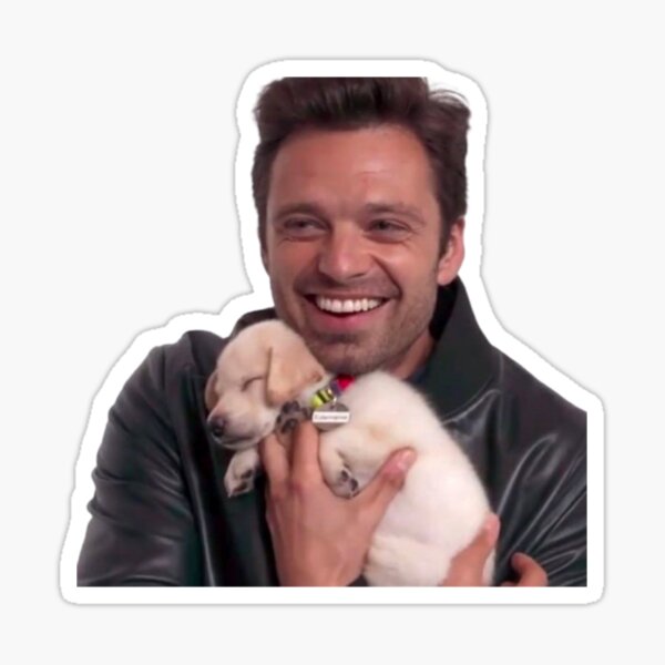 Aperçu de l'œuvre Sebastian Stan avec un chiot créée et vendue par DinoMars.