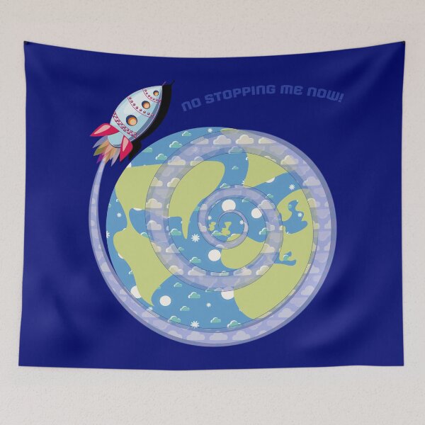 Item preview, No Stopping Me Now! Rocket and World Design, faint blue writing on dark blue designed and sold by Susan Marie Williams.