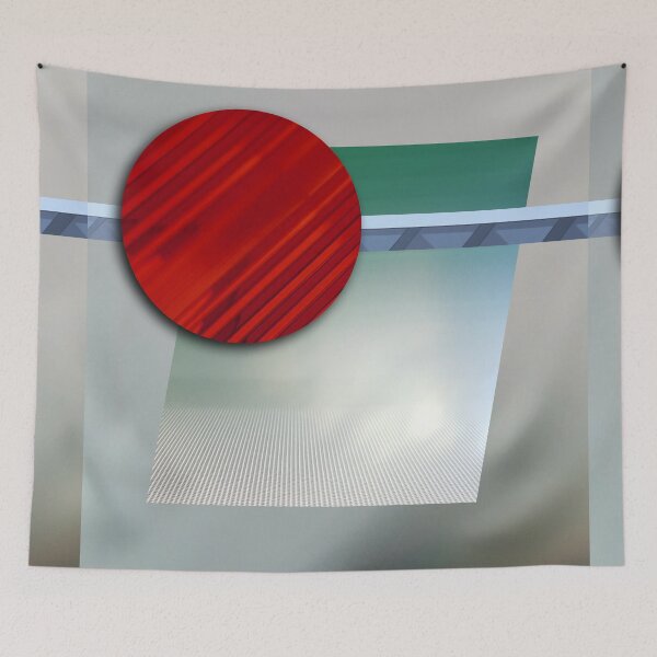 Item preview, Modern suprematist abstract digital art - Red circle, blue shapes designed and sold by Vela Barrera.