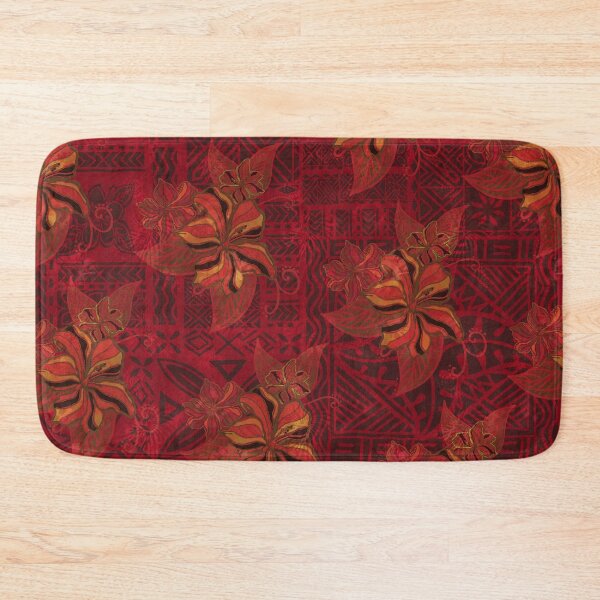 Item preview,  Hawaiian - Polynesian - Samoan Vintage Lava Red Tapa Hibiscus Print designed and sold by sunnthreads.