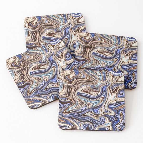 Item preview, Glossy Beige & Blue Abstract Fluid designed and sold by Flydea.