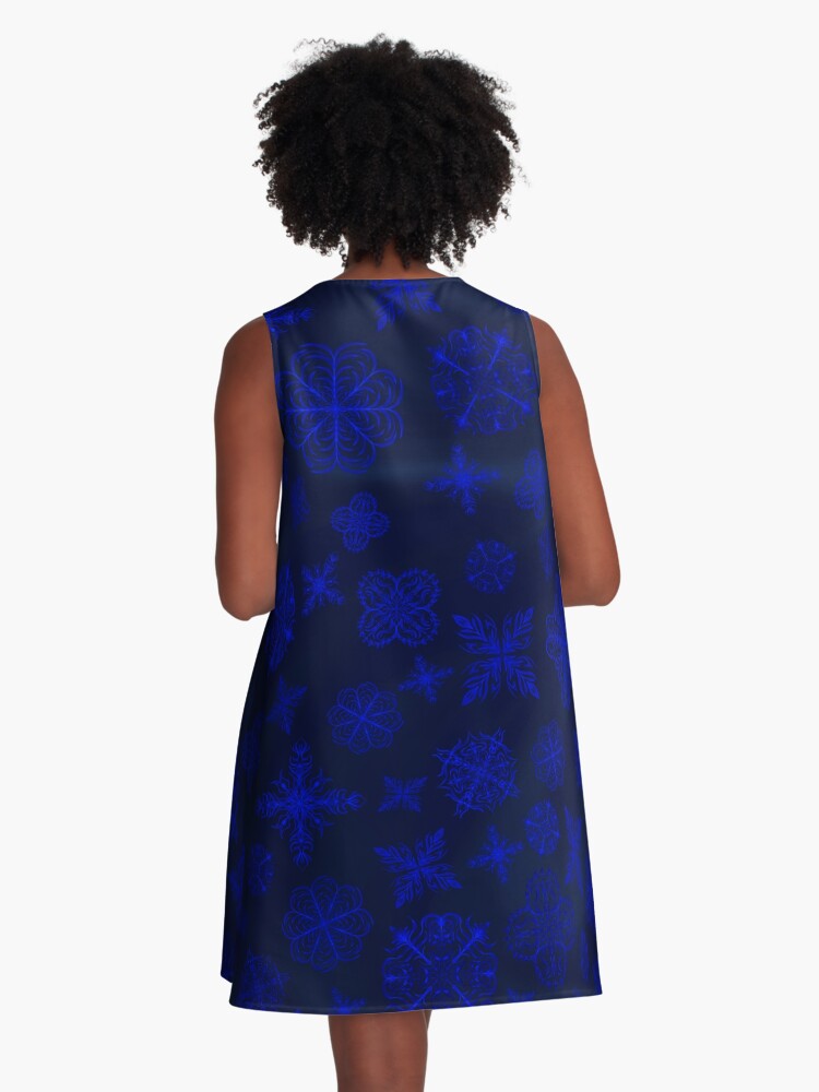 Thumbnail 3 of 4, A-Line Dress, Shower of Sapphire Snowflakes designed and sold by StephOBrien.