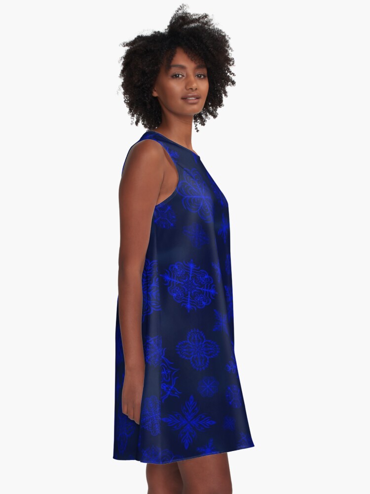 Thumbnail 2 of 4, A-Line Dress, Shower of Sapphire Snowflakes designed and sold by StephOBrien.