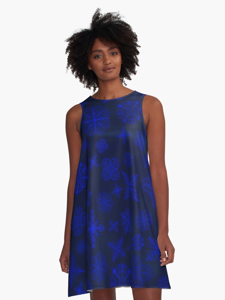Thumbnail 1 of 4, A-Line Dress, Shower of Sapphire Snowflakes designed and sold by StephOBrien.