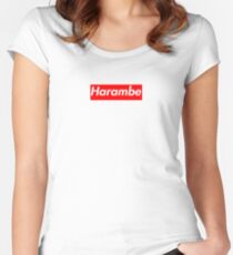 Harambe Supreme Box Logo Best Women's Fitted Scoop T-Shirt