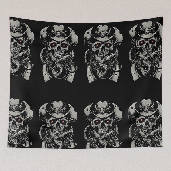 Item preview, Rebal Skeleton Biker Cowboy Skull With guns designed and sold by slashrose4ever.