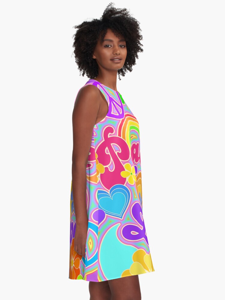 Alternate view of Peace and Love Hippie Art A-Line Dress