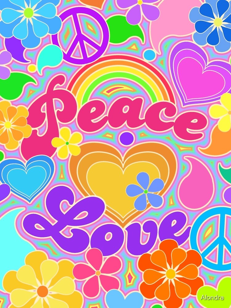 Peace and Love Hippie Art by Alondra