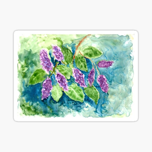 Vista previa del artículo con la obra «Lilas primaverales en acuarela», diseñado y vendido por The Elderberry Blossom.
