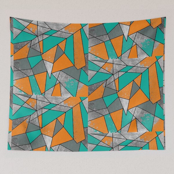 Item preview, Modern Rustic Orange Teal Gray Silver Geometric designed and sold by Blkstrawberry.