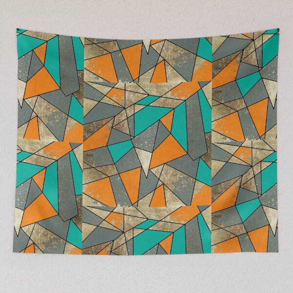 Item preview, Modern Rustic Orange Teal and Gray Gold Geometric designed and sold by Blkstrawberry.