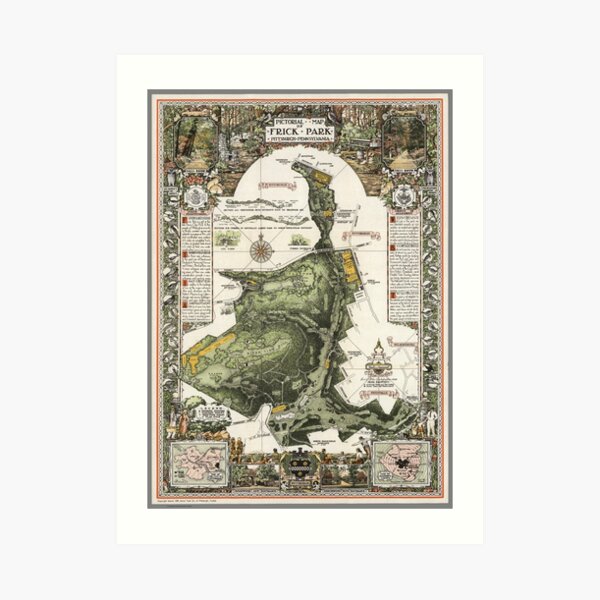 Frick Park Map 1954 - Limited Edition Art Print