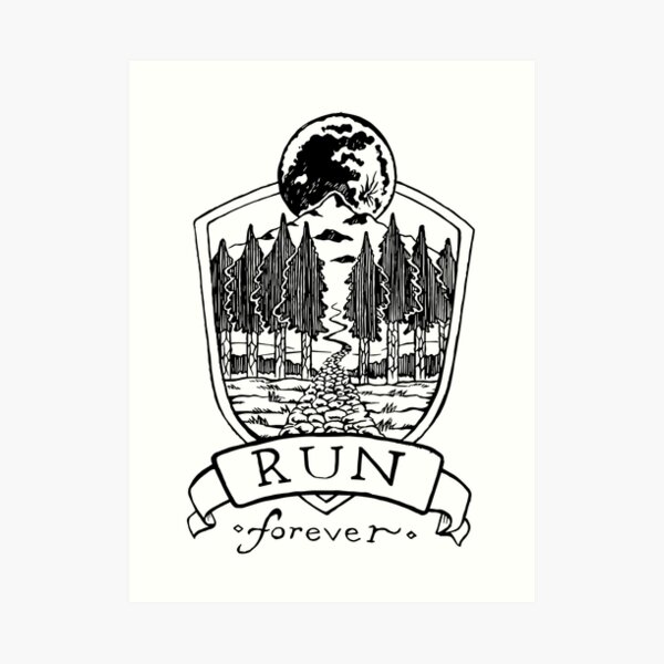 Run Forever - Moon Emblem Art Print