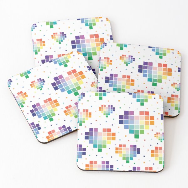 Item preview, Rainbow Pixel Hearts designed and sold by Pink Pineapple Works.