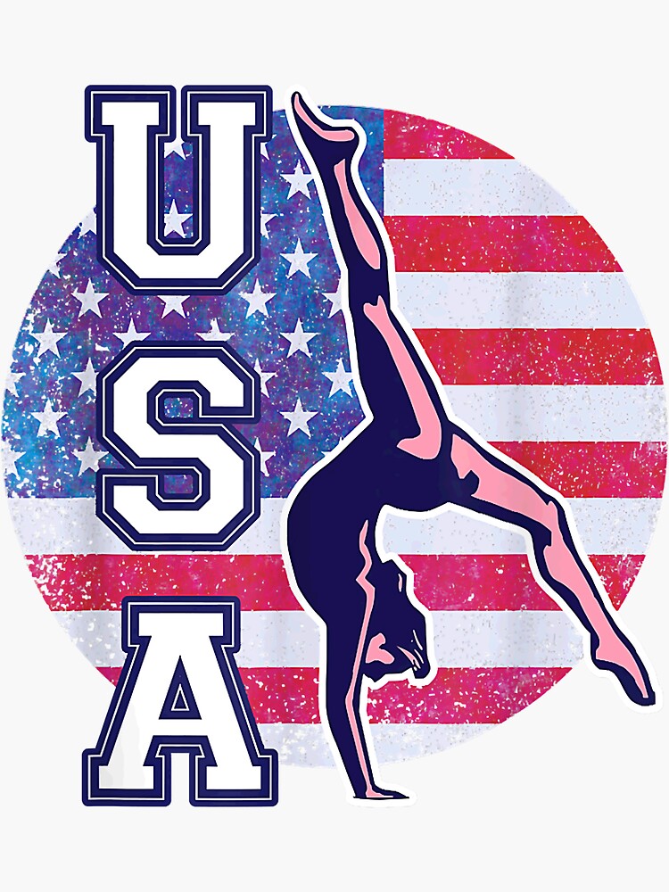“USA Gymnast Womens Gymnastics Team Athlete American Flag” Sticker by