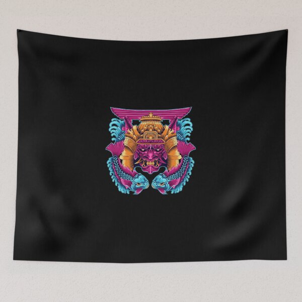 Item preview, Hannya Mask Samurai with japanese fish  designed and sold by GrausQuinn.