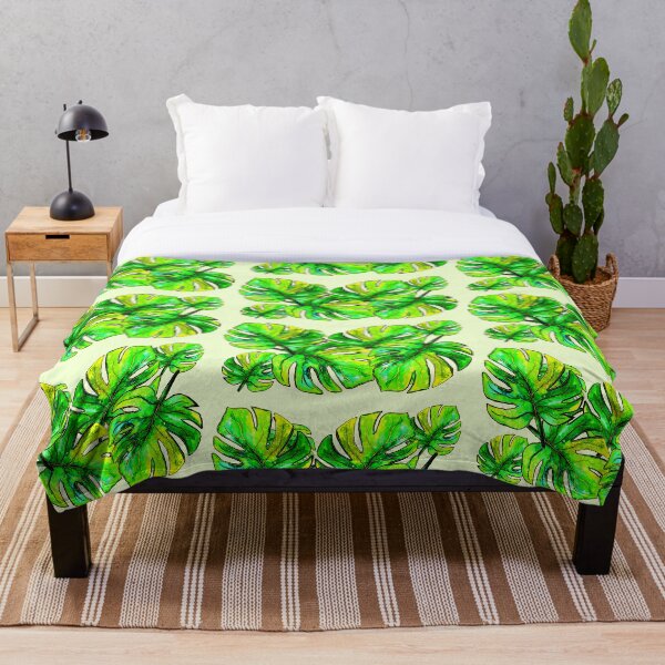 Monstera Leaves Throw Blanket