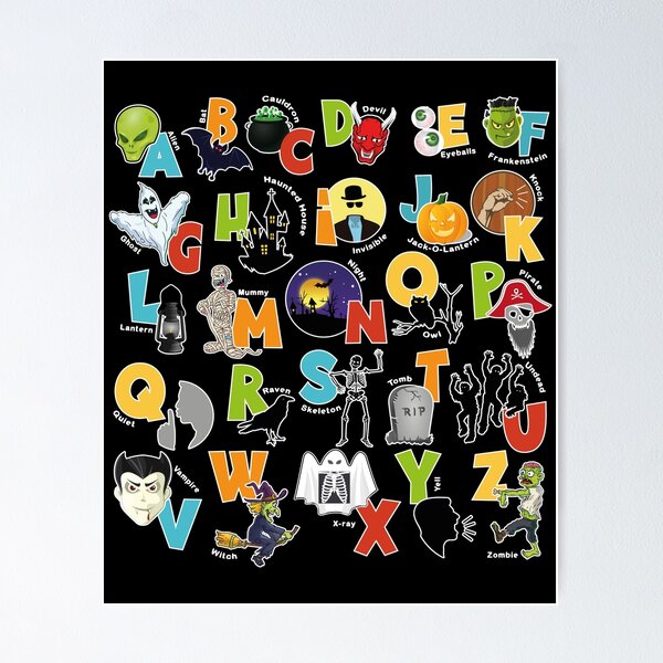 Item preview, Halloween Alphabet ABC Scary Spooky Creatures designed and sold by CreativiTee4u.