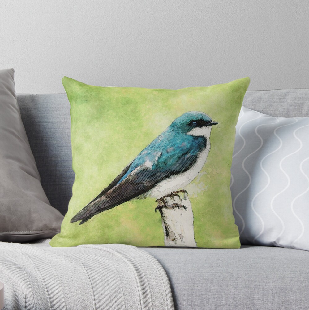 Blue Bird Throw Pillow