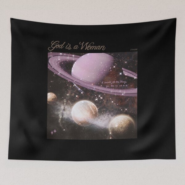 Item preview, god is a woman - space, universe, glittery planets (on black) designed and sold by thewayitshine.