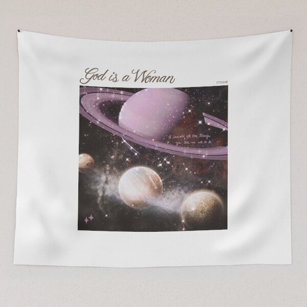 Item preview, god is a woman - space, universe, glittery planets (on white) designed and sold by thewayitshine.